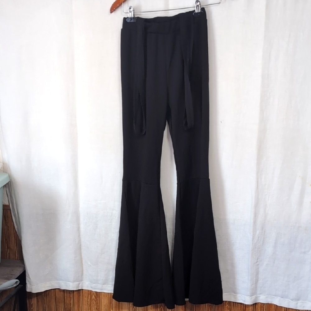 Park Avenue Black Suspender Bell Bottom Pants SIze Small